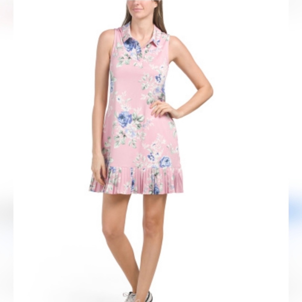 Laura Ashley Pink Ruffled Sundress with Polo Collar